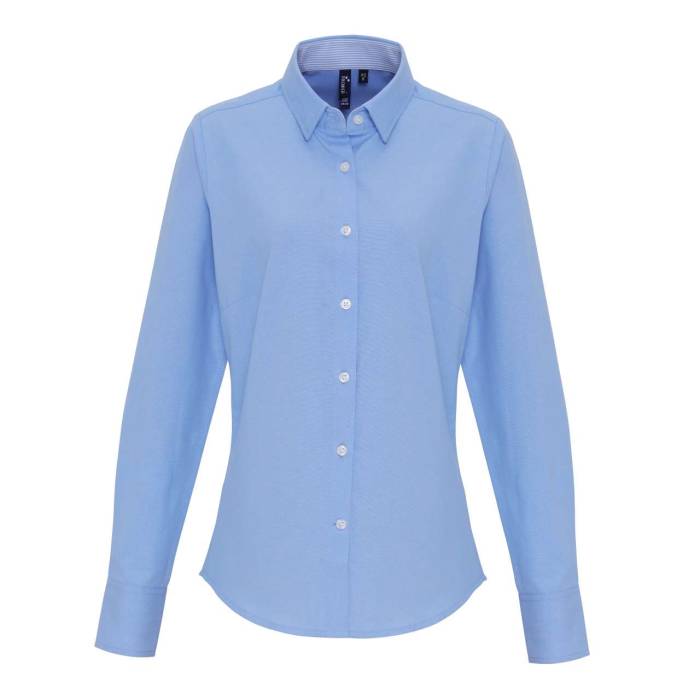 WOMEN`S COTTON RICH OXFORD STRIPES SHIRT - Oxford Blue, #C5D6E8<br><small>UT-pr338oxb-m</small>