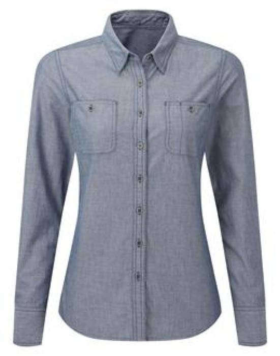 WOMEN`S ORGANIC CHAMBRAY FAIRTRADE SHIRT - Indigo Denim, #647692<br><small>UT-pr347id-2xl</small>