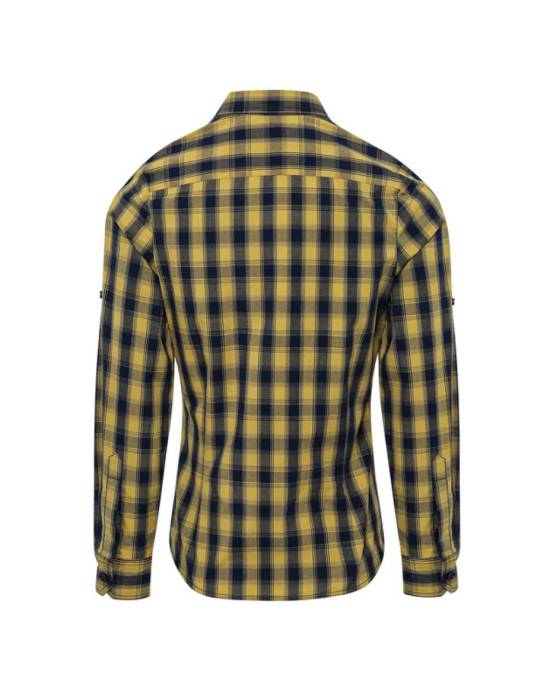 `MULLIGAN` CHECK - WOMEN`S LONG SLEEVE COTTON SHIRT - Camel/Navy, #A07400/#0A1F52<br><small>UT-pr350ca/nv-2xl</small>