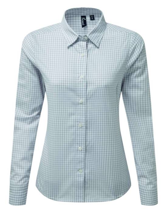 `MAXTON` CHECK WOMEN`S LONG SLEEVE SHIRT - Silver/White, #CBCCCE/#FFFFFF<br><small>UT-pr352si/wh-l</small>