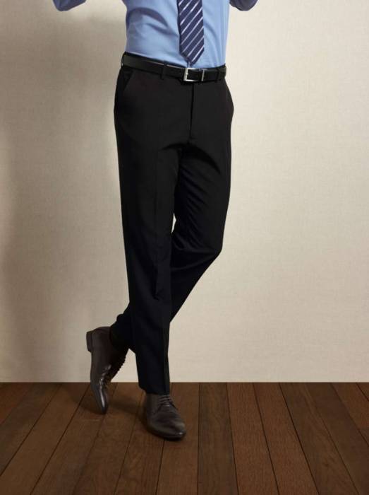 MEN’S LONG TAILORED POLYESTER TROUSERS - Black, #000000<br><small>UT-pr526lbl-34</small>