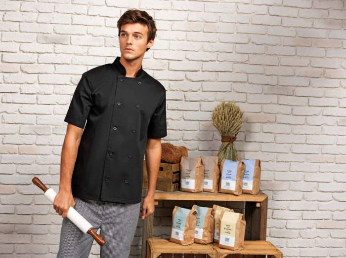 SHORT SLEEVE CHEF`S JACKET - Steel, #42596C<br><small>UT-pr656ste-2xl</small>