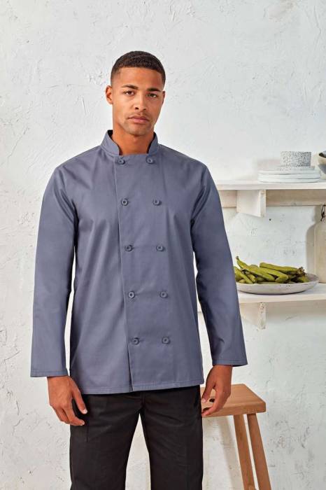 LONG SLEEVE CHEF’S JACKET - Steel, #42596C<br><small>UT-pr657ste-3xl</small>