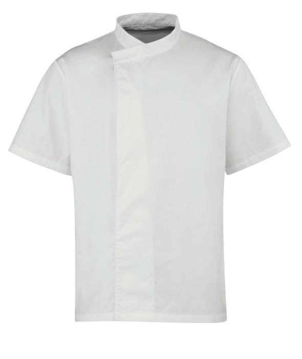 ‘CULINARY’ CHEF’S SHORT SLEEVE PULL ON TUNIC - White, #FFFFFF<br><small>UT-pr668wh-m</small>