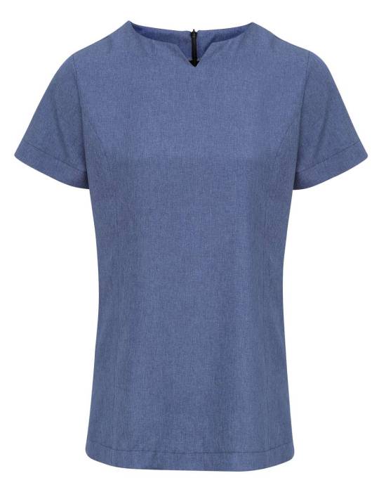 ‘VIOLA` LINEN-LOOK CUT NECK BEAUTY TUNIC - Blue Heather, #5A6699<br><small>UT-pr688bhe-s</small>