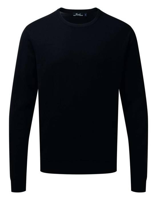 MEN`S CREW NECK COTTON RICH KNITTED SWEATER - Black, #000000<br><small>UT-pr692bl-2xl</small>