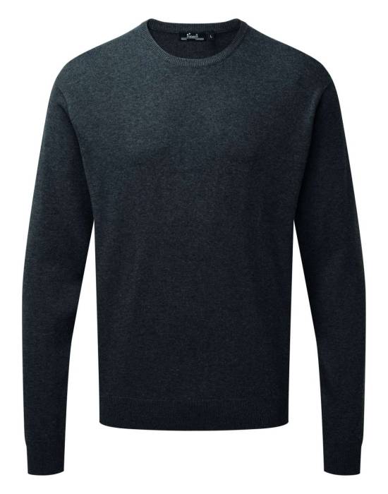 MEN`S CREW NECK COTTON RICH KNITTED SWEATER - Charcoal, #5A5E5D<br><small>UT-pr692ch-3xl</small>