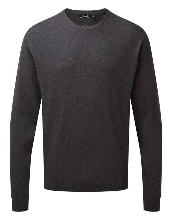 MEN`S CREW NECK COTTON RICH KNITTED SWEATER - Charcoal, #5A5E5D<br><small>UT-pr692ch-s</small>