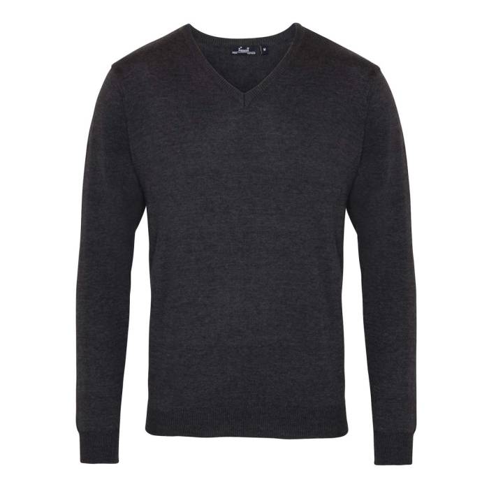 MEN`S KNITTED V-NECK SWEATER - Charcoal, #5A5E5D<br><small>UT-pr694ch-2xl</small>