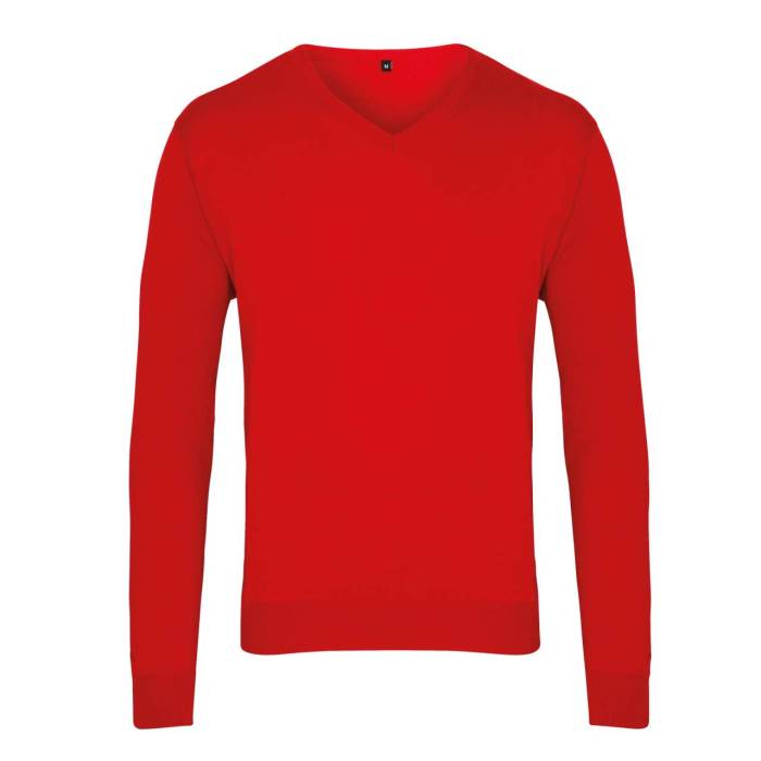 MEN`S KNITTED V-NECK SWEATER - Red, #B1302A<br><small>UT-pr694re-2xl</small>