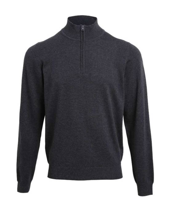 MEN`S QUARTER-ZIP KNITTED SWEATER - Charcoal, #5A5E5D<br><small>UT-pr695ch-l</small>