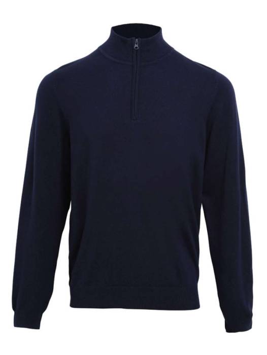 MEN`S QUARTER-ZIP KNITTED SWEATER - Navy, #0A1F52<br><small>UT-pr695nv-s</small>