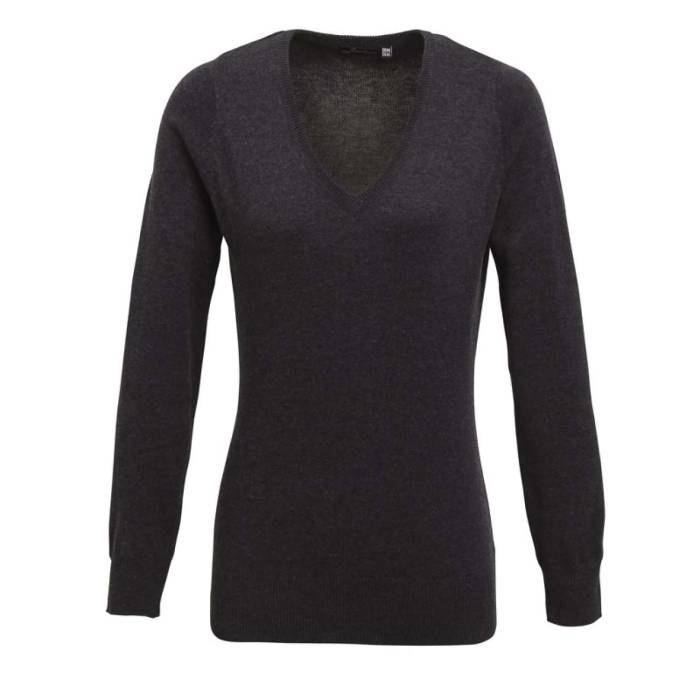 WOMEN`S KNITTED V-NECK SWEATER - Charcoal, #5A5E5D<br><small>UT-pr696ch-2xl</small>