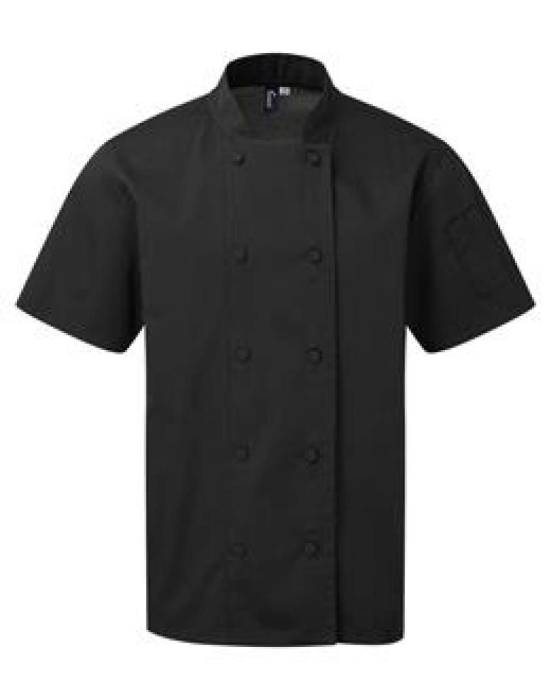 CHEF`S COOLCHECKER® SHORT SLEEVE JACKET - Black, #000000<br><small>UT-pr902bl-3xl</small>
