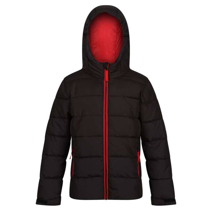 JUNIOR SCHOLAR THERMAL HOODED JACKET - Black/Classic Red, #000000/#C31623<br><small>UT-retra542bl/cre-11/12</small>