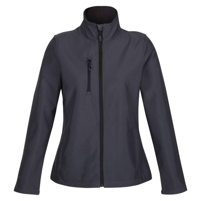 WOMEN`S HONESTLY MADE RECYCLED PRINTABLE SOFTSHELL JACKET - Seal Grey, #425159<br><small>UT-retra616sg-l</small>