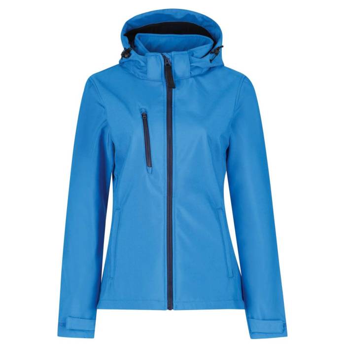 WOMEN`S VENTURER 3 LAYER HOODED PRINTABLE SOFTSHELL JACKET - French Blue/Navy, #0072B5/#131B38<br><small>UT-retra702frb/nv-10</small>