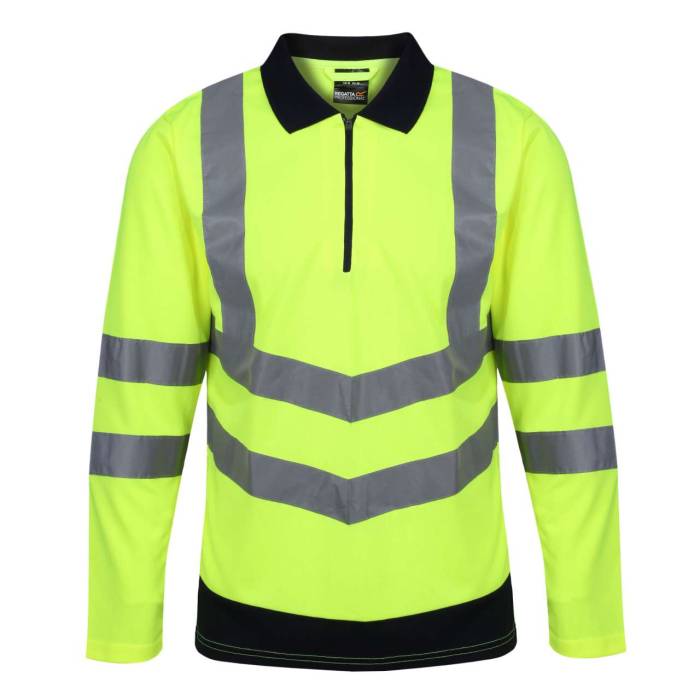 PRO HI-VIS LS POLO SHIRT - Yellow/Navy, #D7E37F/#131B38<br><small>UT-retrs192ye/nv-xl</small>