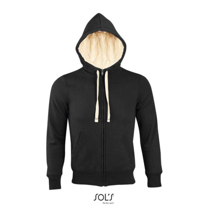 SOL`S SHERPA - UNISEX ZIPPED JACKET WITH `SHERPA` LINING - Black, #1A171B<br><small>UT-so00584bl-l</small>