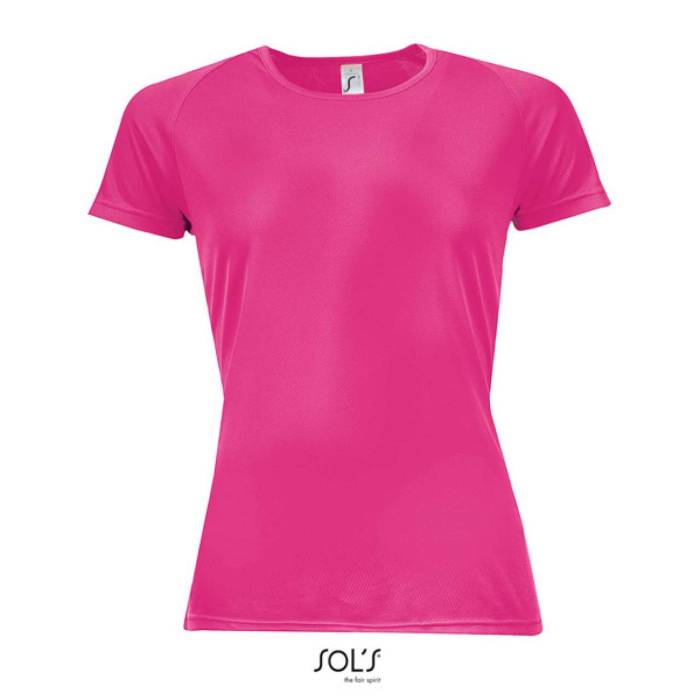 SOL`S SPORTY WOMEN - RAGLAN-SLEEVED T-SHIRT - Neon Pink 2, #E63C81<br><small>UT-so01159npi2-s</small>