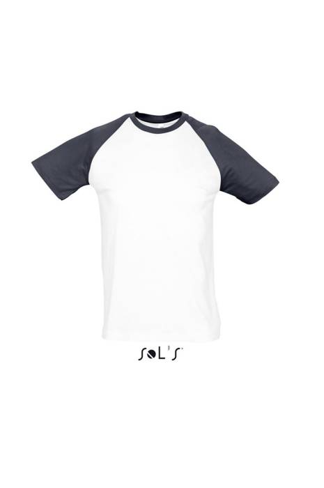 SOL`S FUNKY - FÉRFI 2 SZÍNŰ RAGLÁN UJJÚ PÓLÓ - White/Black, #FFFFFF/#000000<br><small>UT-so11190wh/bl-2xl</small>