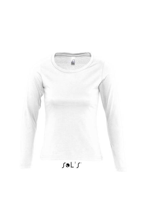 SOL`S MAJESTIC - NŐI KÖRNYAKÚ HOSSZÚ UJJÚ PÓLÓ - White, #FFFFFF<br><small>UT-so11425wh-xl</small>