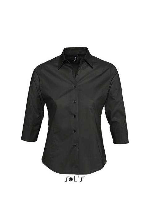 SOL`S EFFECT - 3/4 SLEEVE STRETCH WOMEN`S SHIRT - Black, #1A171B<br><small>UT-so17010bl-m</small>