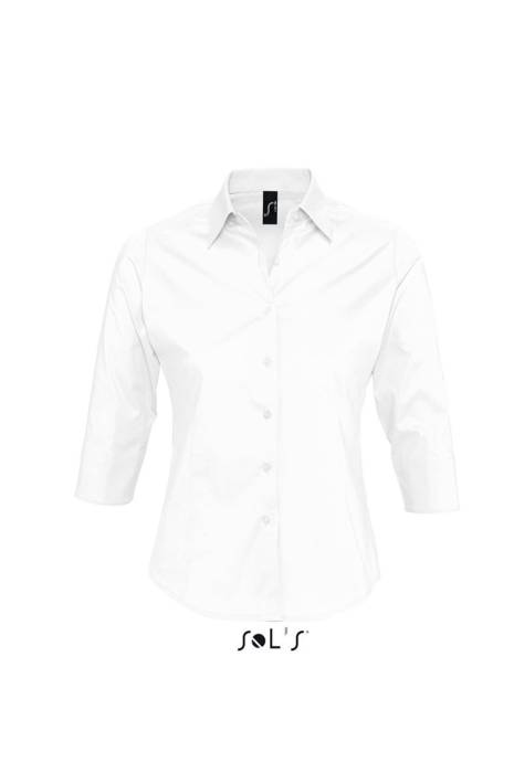 SOL`S EFFECT - 3/4 SLEEVE STRETCH WOMEN`S SHIRT - White, #FFFFFF<br><small>UT-so17010wh-2xl</small>