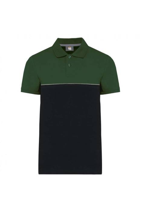 UNISEX ECO-FRIENDLY TWO-TONE SHORT SLEEVE POLO SHIRT - Black/Forest Green, #232325/#293E30<br><small>UT-wk210bl/fo-2xl</small>