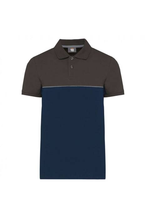 UNISEX ECO-FRIENDLY TWO-TONE SHORT SLEEVE POLO SHIRT - Navy/Dark Grey, #292E38/#3F3C3C<br><small>UT-wk210nv/dg-2xl</small>