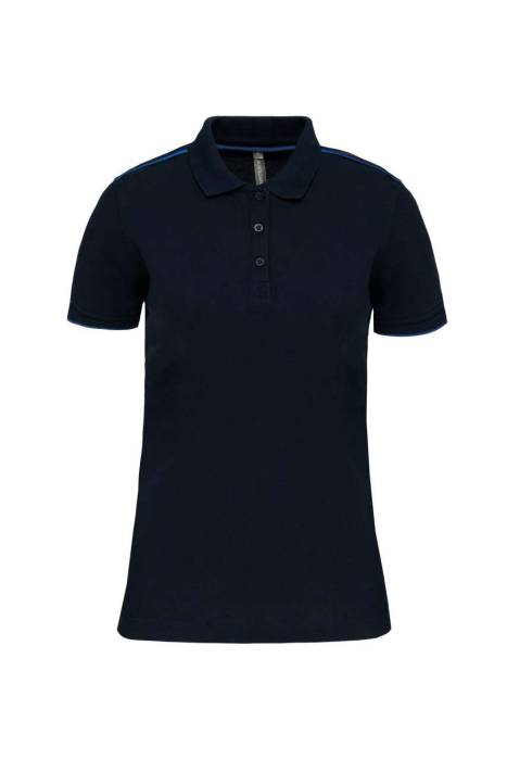 LADIES` SHORT-SLEEVED CONTRASTING DAYTODAY POLO SHIRT - Navy/Light Royal Blue, #021E2F/#2C5697<br><small>UT-wk271nv/lro-3xl</small>