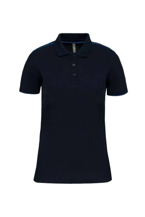 LADIES` SHORT-SLEEVED CONTRASTING DAYTODAY POLO SHIRT - Navy/Silver, #021E2F/#AEA8A5<br><small>UT-wk271nv/si-2xl</small>