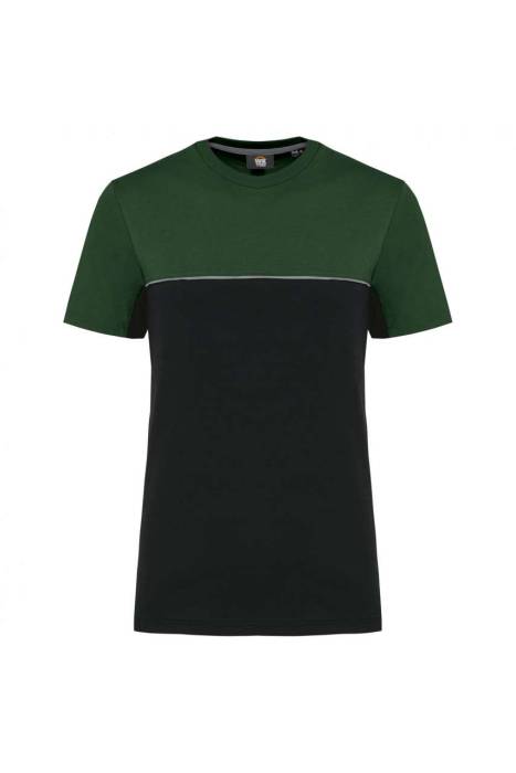 UNISEX ECO-FRIENDLY SHORT SLEEVE TWO-TONE T-SHIRT - Black/Forest Green, #232325/#293E30<br><small>UT-wk304bl/fo-2xl</small>