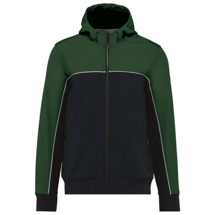 UNISEX 3-LAYER TWO-TONE BIONIC SOFTSHELL JACKET - Black/Forest Green, #232325/#293E30<br><small>UT-wk450bl/fo-2xl</small>