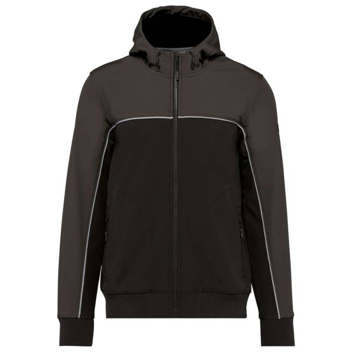 UNISEX 3-LAYER TWO-TONE BIONIC SOFTSHELL JACKET - Black, #000000<br><small>UT-wk450bl-s</small>