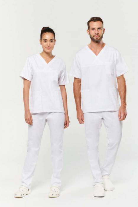 UNISEX SHORT SLEEVE COTTON TUNIC - White, #ECECFC<br><small>UT-wk504wh-2xl</small>