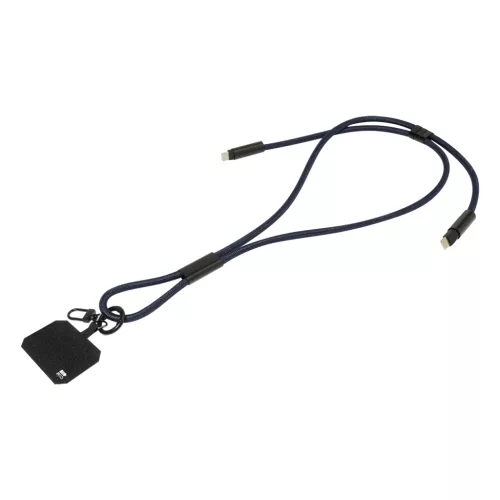 HolCharge 60 W-os RPET mobiltartós nyakpánt kábellel