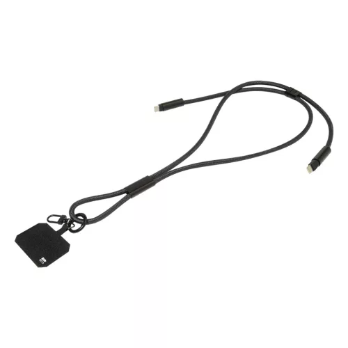 HolCharge 60 W-os RPET mobiltartós nyakpánt kábellel