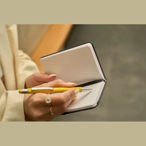 Salt Lake City fém golyós- és érintőtoll (14,7 × ø 1 cm, Sárga)