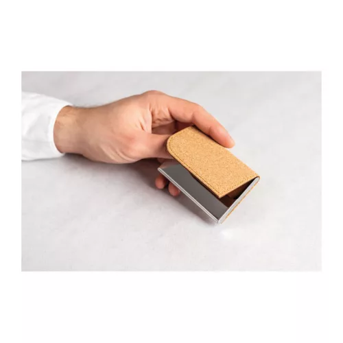 Fém névjegykártyatartó parafa felülettel