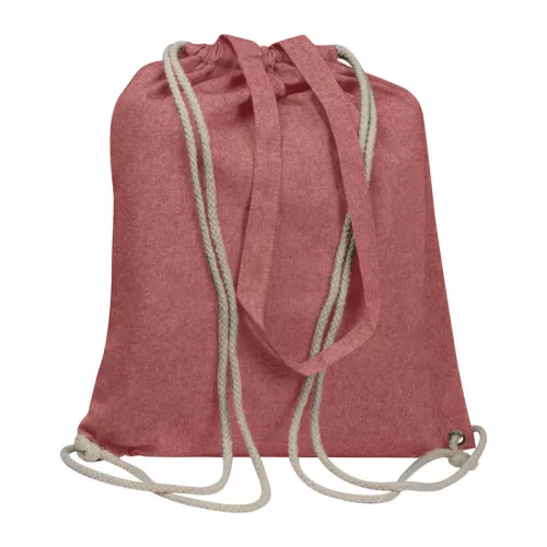 Addison újrahasznosított pamut hátizsák, 140 g/m² (Piros)