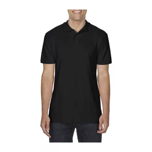 SOFTSTYLE® ADULT DOUBLE PIQUÉ POLO (XL, Black)