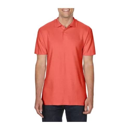 SOFTSTYLE® ADULT DOUBLE PIQUÉ POLO (M, Bright Salmon)