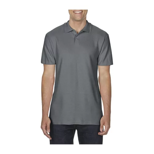 SOFTSTYLE® ADULT DOUBLE PIQUÉ POLO (L, Charcoal)