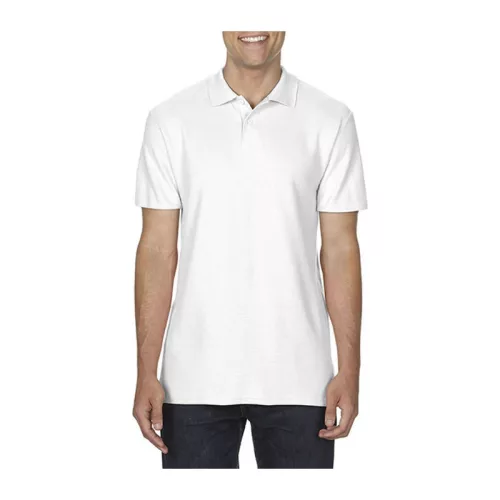 SOFTSTYLE® ADULT DOUBLE PIQUÉ POLO (M, White)