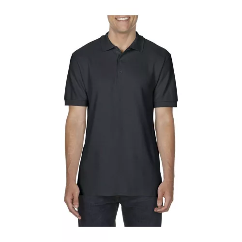 PREMIUM COTTON ADULT DOUBLE PIQUÉ POLO (L, Black)