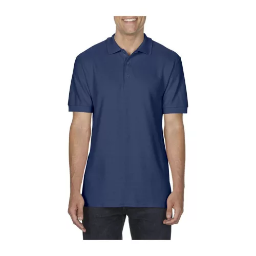PREMIUM COTTON ADULT DOUBLE PIQUÉ POLO (L, Navy)