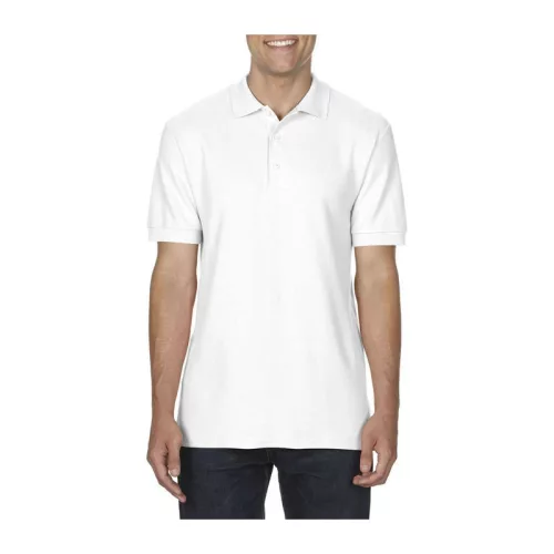 PREMIUM COTTON ADULT DOUBLE PIQUÉ POLO (2XL, White)