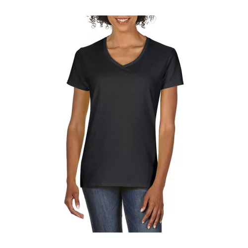 PREMIUM COTTON®NŐI V-NYAKÚ PÓLÓ (L, Black)