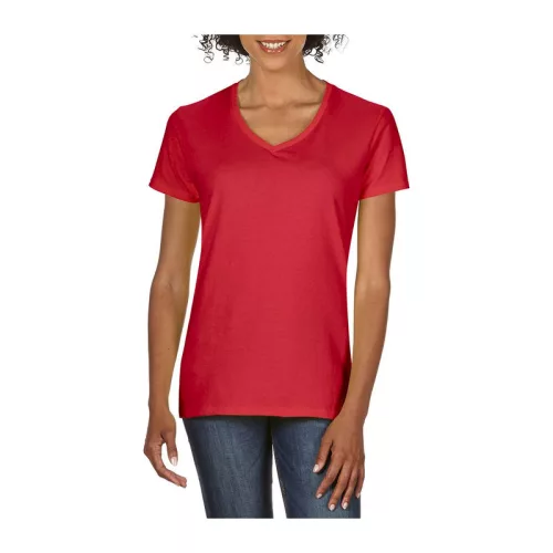 PREMIUM COTTON®NŐI V-NYAKÚ PÓLÓ (XL, Red)